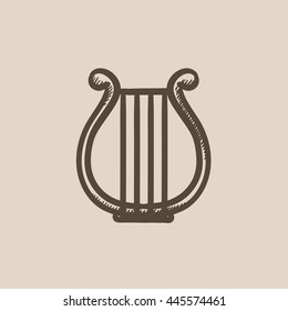 Lyre vector sketch icon isolated on background. Hand drawn Lyre icon. Lyre sketch icon for infographic, website or app.