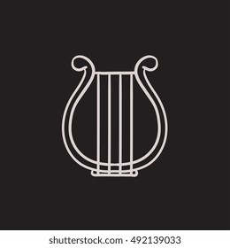 Lyre vector sketch icon isolated on background. Hand drawn Lyre icon. Lyre sketch icon for infographic, website or app.