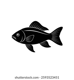 Lyretail Anthias Silhouette Vector Art Illustration and Black Color Design of Lyretail Anthias Fish