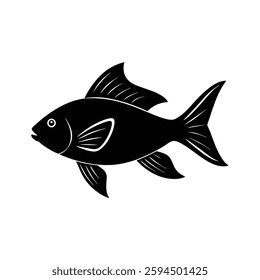 Lyretail Anthias Silhouette Vector Art Illustration and Black Color Design of Lyretail Anthias Fish