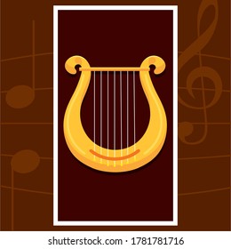 Lyric harp. Lyre image. String musical instrument - Vector