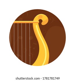 Lyric harp. Lyre image. String musical instrument - Vector