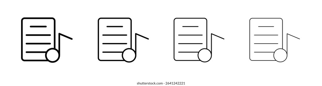 Lyrics icon Outline sign symbol set