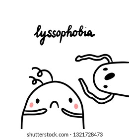 Lyssophobia hand drawn illustration with cute marshmallow