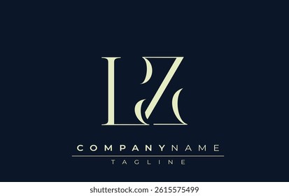 LZ abstract Logo. Elegantly Designed Minimalist Monogram Logo with Stylish Lettering. Sophisticated and sleek minimalist monogram showcasing unique lettering design.