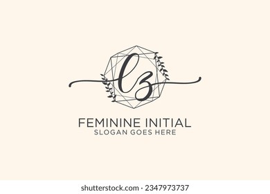 LZ beauty monogram and elegant logo design handwriting logo of initial signature, wedding, fashion, floral and botanical with creative template.