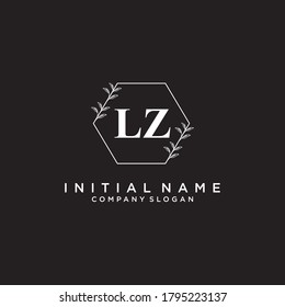 LZ Beauty vector initial logo, handwriting logo of initial signature, wedding, fashion, jewerly, boutique, floral and botanical with creative template for any company or business.