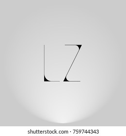 LZ Black thin minimalist LOGO Design with Highlight on Gray background.