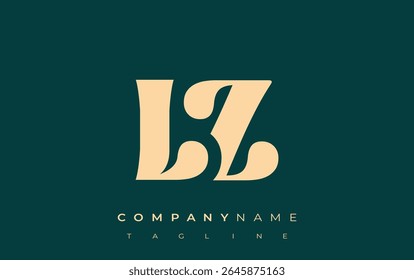 LZ Creative Abstract Typografy Logo Design. Elegantes Logo, das mutige Typografie und kreative Formen kombiniert, ideal für Branding- und Identitätslösungen.