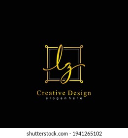 LZ Initial calligraphy handwritten logo. Handwritten alphabet in the logo template. Letters and Alphabet for signature, wedding, fashion, floral and botanical logo design 