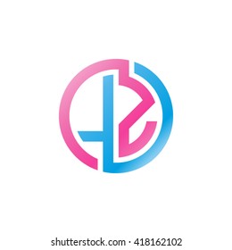 LZ initial letters looping linked circle logo blue pink