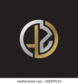 LZ initial letters looping linked circle elegant logo golden silver black background