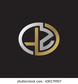 LZ initial letters looping linked ellipse elegant logo golden silver black background