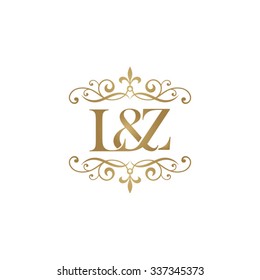 L&Z Initial logo. Ornament ampersand monogram golden logo