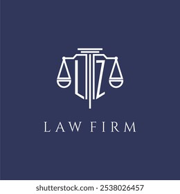 Monograma inicial de LZ para el logotipo del bufete de abogados con la Imagen del Vector de las escalas