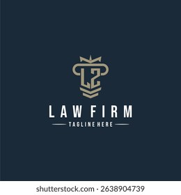 LZ initial monogram logo law firm with pillar design