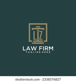 LZ initial monogram logo for lawfirm with pillar design in creative square
