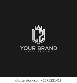 LZ initial monogram shield and crown vector image