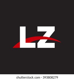 LZ initial overlapping swoosh letter logo white red black background