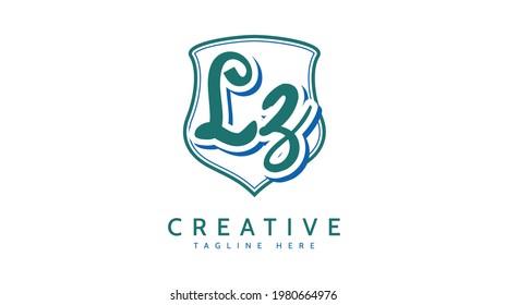 LZ Initials, handwriting logo vector