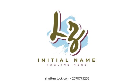 Lz Initials, handwriting logo vector