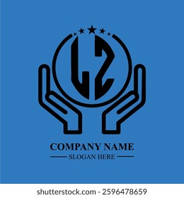 LZ initials held within hands, symbolizing trust and protection. The circle represents unity, while stars highlight excellence and ambition.