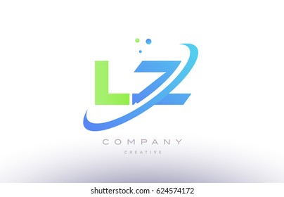 lz l z alphabet green blue swoosh letter company logo vector icon design template