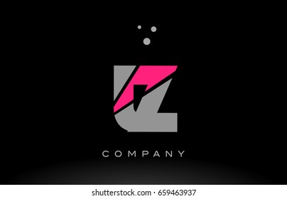 lz l z alphabet letter logo pink grey black creative company vector icon design template