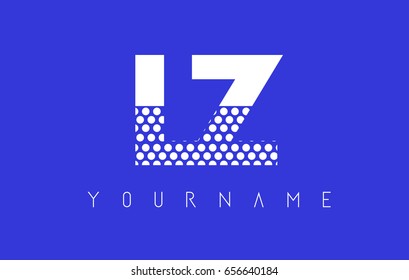 LZ L Z Dotted Pattern Letter Logo Design Vector with Blue Background.