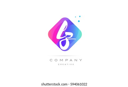 lz l z  pink blue rhombus abstract 3d alphabet company letter text logo hand writting written design vector icon template 