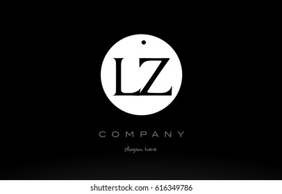 LZ L Z simple black white circle background alphabet company logo design vector icon template