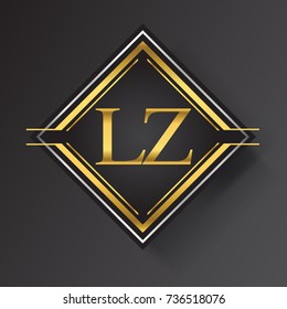 LZ Letter logo in a square shape gold and silver colored geometric ornaments.