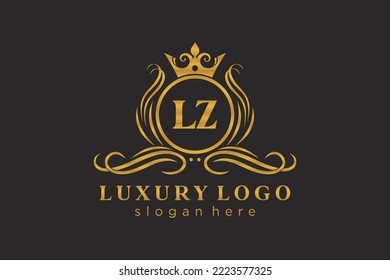 LZ Letter Royal Luxury Logo template in vector art for Restaurant, Royalty, Boutique, Cafe, Hotel, Heraldic, Jewelry, Fashion and other vector illustration.