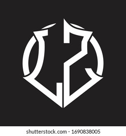 LZ Logo monogram with emblem and circle rounded design template