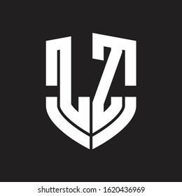 LZ Logo monogram with emblem shield shape design isolated on black background