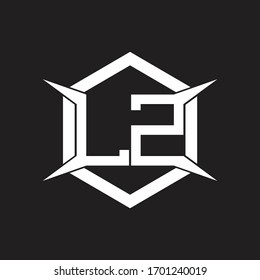 Monograma del logotipo LZ con hexágono y plantilla de diseño de cuatro ejes