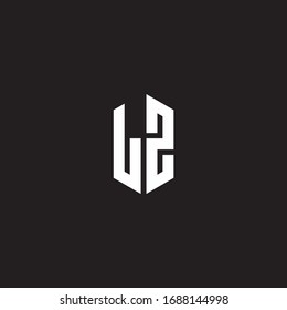 LZ Logo monogram with hexagon shape style design template isolated on black background