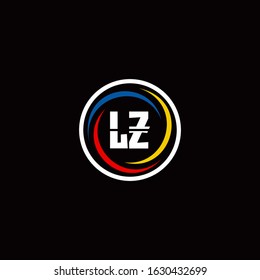 LZ logo monogram isolated on circle shape with 3 slash colors rounded design template