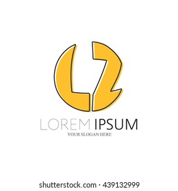 LZ Logo. Vector Graphic Sphere Branding Letter Element. White Background