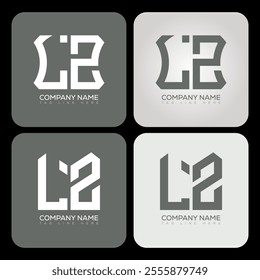 LZ polygon, hexagon, flat and simple letter logo set in one artboard. LZ minimalist and classic logo.
