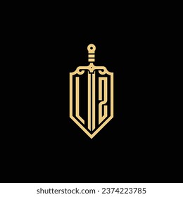 LZ vintage shield and sword initial logo in high quality professional design that will print well across any print media