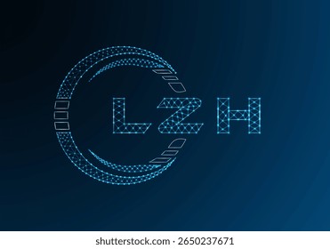 LZH low poly letter logo vector design. LZH lower poly logo design. Low poly logo.