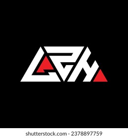 LZH triangle letter logo design with triangle shape. LZH triangle logo design monogram. LZH triangle vector logo template with red color. LZH triangular logo Simple, Elegant, and Luxurious design.
