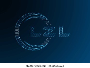 LZL low poly letter logo vector design. LZL lower poly logo design. Low poly logo.
