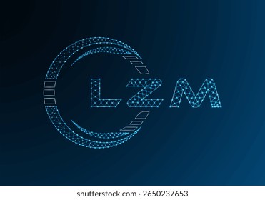 LZM low poly letter logo vector design. LZM lower poly logo design. Low poly logo.