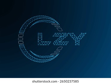 LZY baixo design de vetor de logotipo de letra poli. LZY design de logotipo poli inferior. Logotipo poli baixo.
