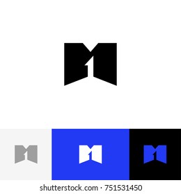 M 1 vector logo. Logotype, icon, symbol, sign from letters m and one. Flat logotype design with blue color for company or brand.