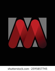M abstract Letter shape Minimalist logo template