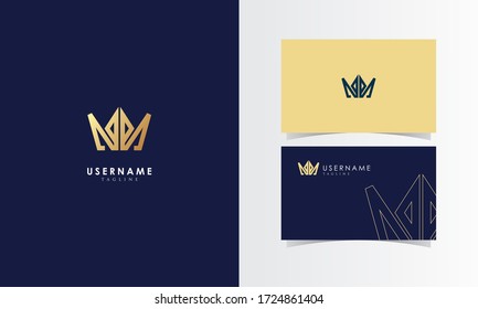 M Abstract Logo Mark with business card template design for branding identity