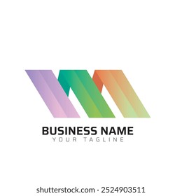 M abstract modern minimalist premium typography 3d colorful letter logo design template